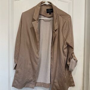 Haute Monde Beige Pinstripe Blazer